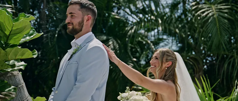First look under the palms — HyperLens Studio wedding photography, Florida