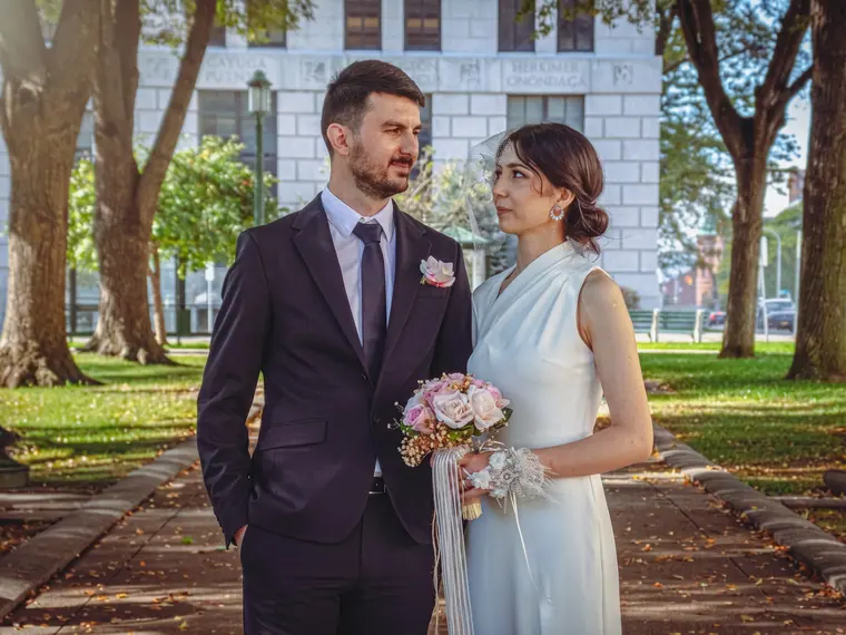 Portraits on the brick walk — HyperLens Studio wedding photography, Florida