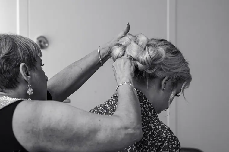 Behind the scenes: hairpins and getting-ready details, photographed in black and white